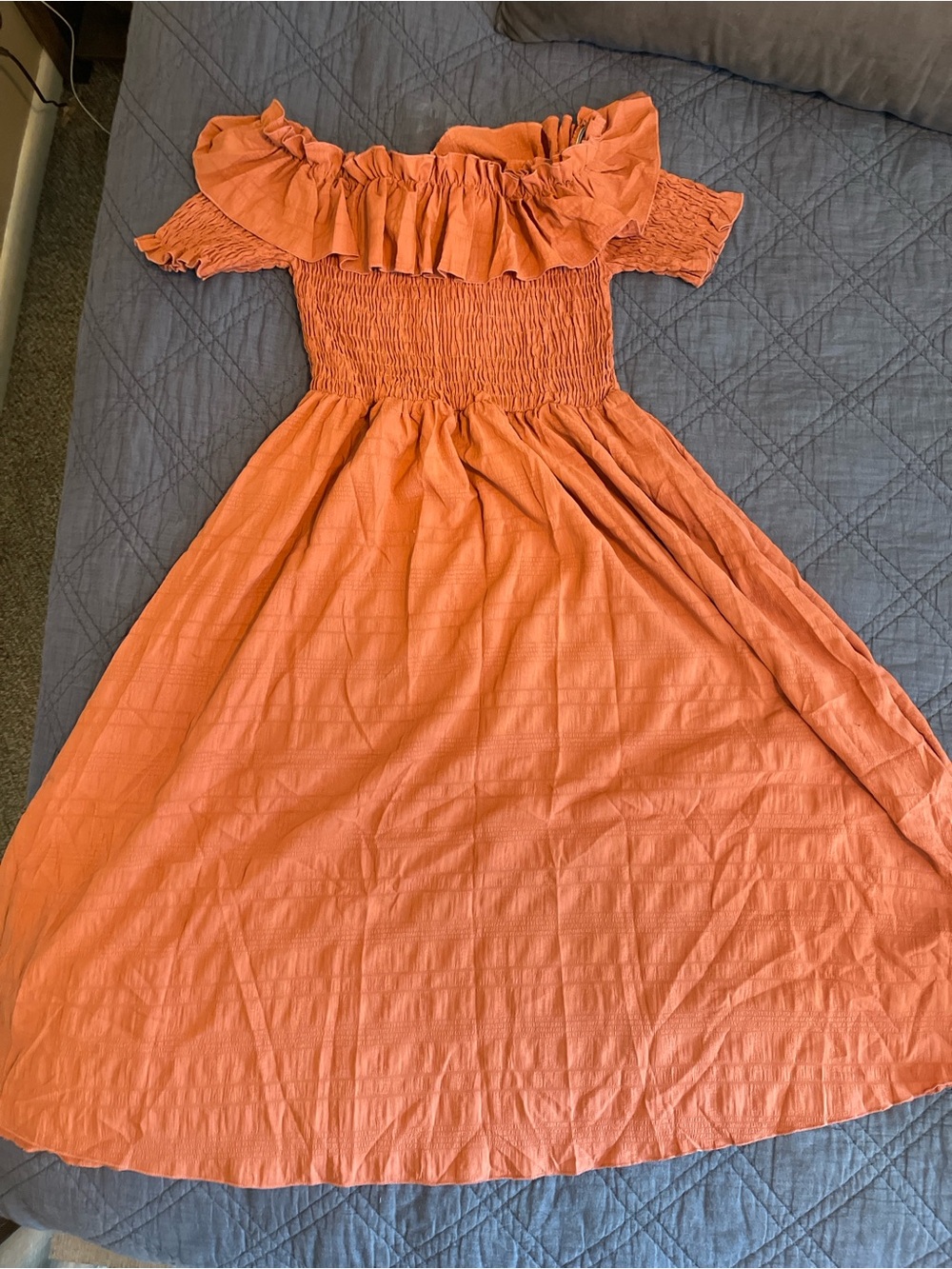 Off-Shoulder Ruffle Maxi Dress - Orange